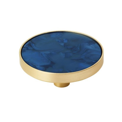 Accents Zinc & Acrylic Gold / Navy Blue Cabinet Knob 4