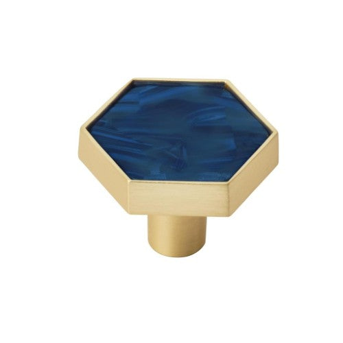 Accents Zinc & Acrylic Gold / Navy Blue Cabinet Knob 3
