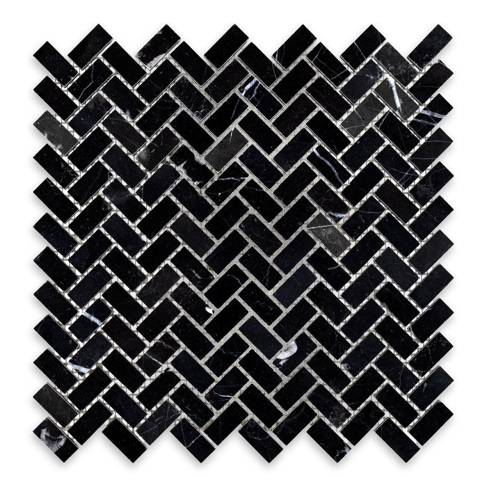 Nero Marquina Honed Marble Mosaic - 11 3/8" x 11 3/8" x 3/8"