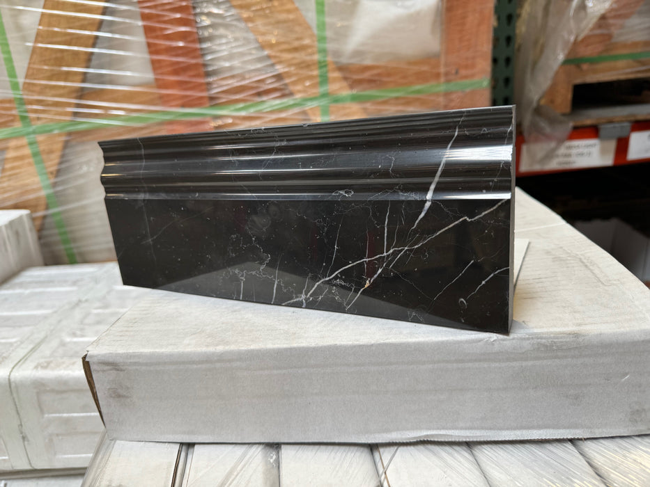 Nero Marquina Marble Baseboard - 4 3/4" x 12"