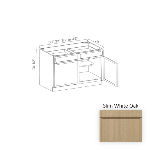 Slim Shaker Style Wood White Oak Base Cabinet White Oak 1