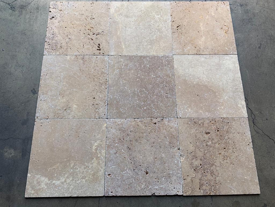 Chocolate (Noche) Travertine Tile - 16" x 16" x 1/2" Tumbled