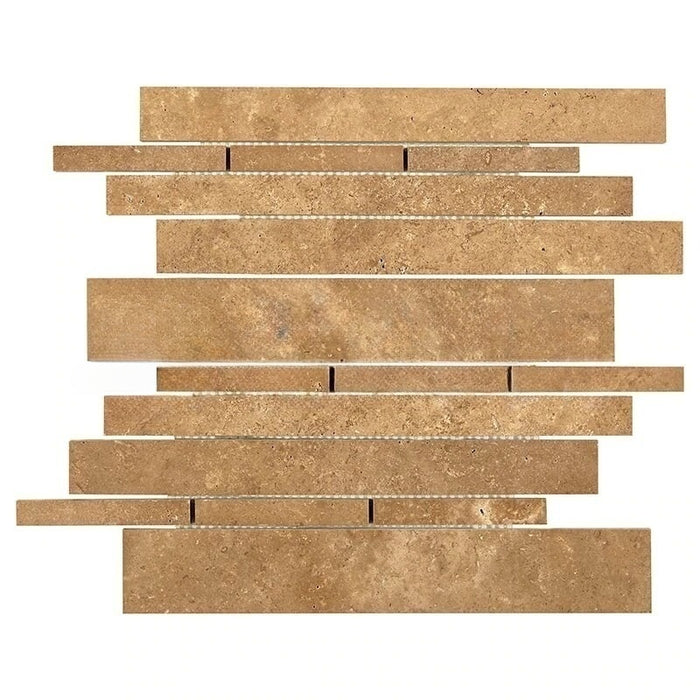 Full Sheet Sample - Noche Travertine Mosaic - Linear Filled & Honed