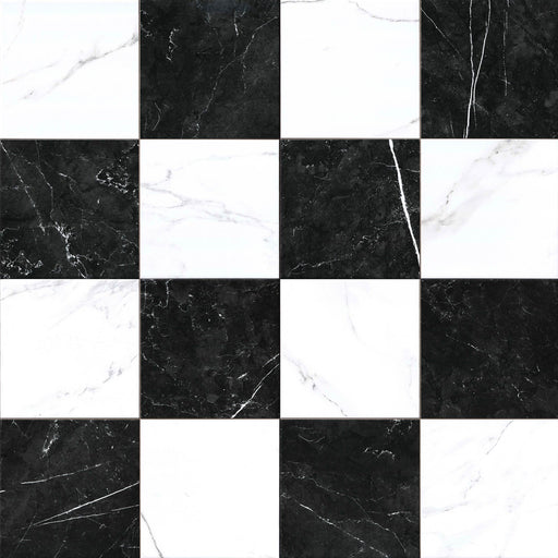 Noir Porcelain Blanc Grid Tile Matte 1
