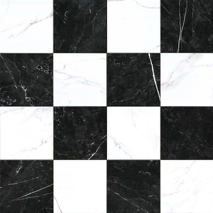 Noir Porcelain Blanc Grid Tile Matte 1