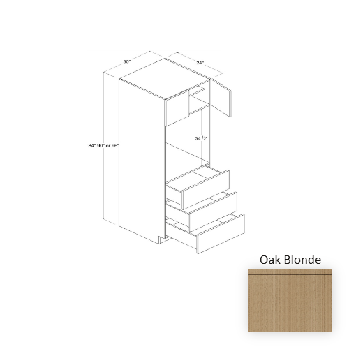 Frameless European Style Wood Oak Blonde Oven Cabinet Oak Blonde 1