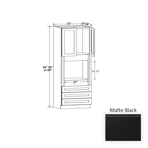 Frameless European Style Wood Matte Black Oven Cabinet Matte Black 1