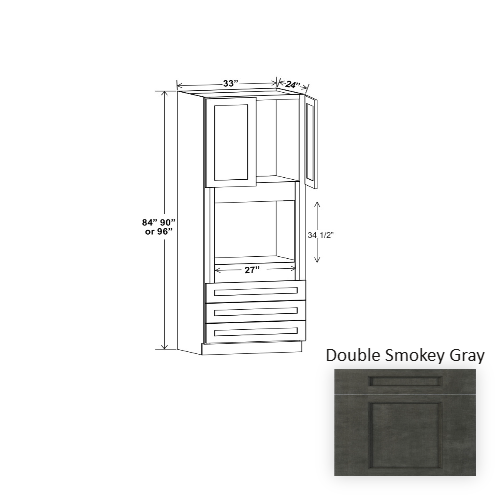 Double Shaker Style Wood Smokey Gray Oven Cabinet Smokey Gray 1