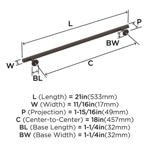 Radius Stainless Steel Oil Rubbed Bronze Appliance Pull 5