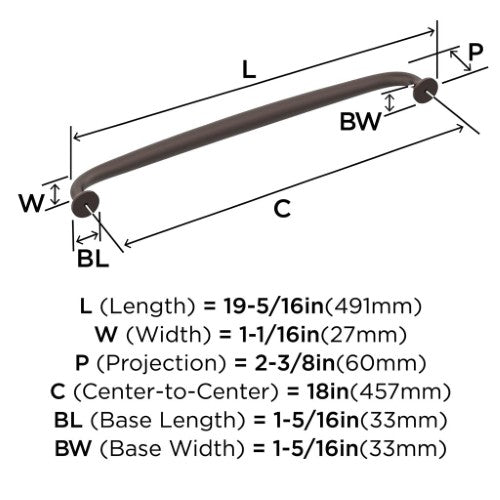 Renown Zinc Oil Rubbed Bronze Appliance Pull 3
