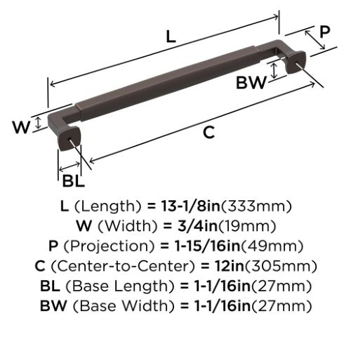 Stature Zinc Oil Rubbed Bronze Appliance Pull 3