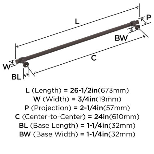 Winsome Zinc Oil Rubbed Bronze Appliance Pull 6