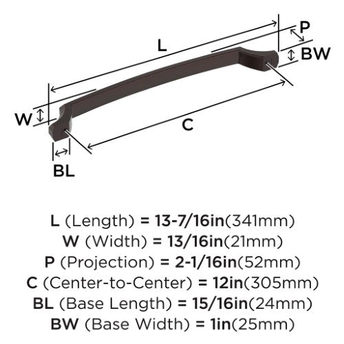 Bellamy Zinc Oil Rubbed Bronze Appliance Pull 3