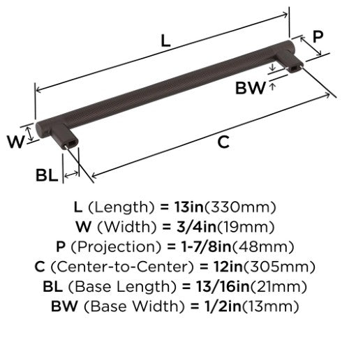 Bronx Zinc & Stainless Steel Oil Rubbed Bronze Appliance Pull 4