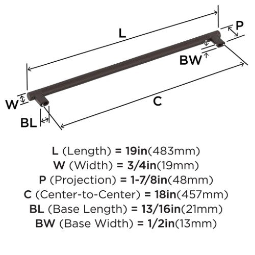 Bronx Zinc & Stainless Steel Oil Rubbed Bronze Appliance Pull 5