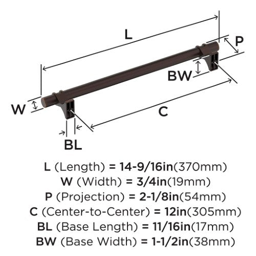 Davenport Zinc Oil Rubbed Bronze Appliance Pull 3
