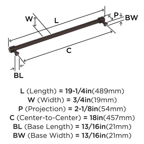 Faircrest Zinc & Steel Oil Rubbed Bronze Appliance Pull 4