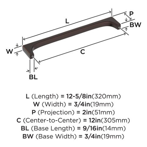 Merced Zinc Oil Rubbed Bronze Appliance Pull 3