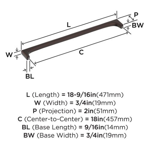 Merced Zinc Oil Rubbed Bronze Appliance Pull 4