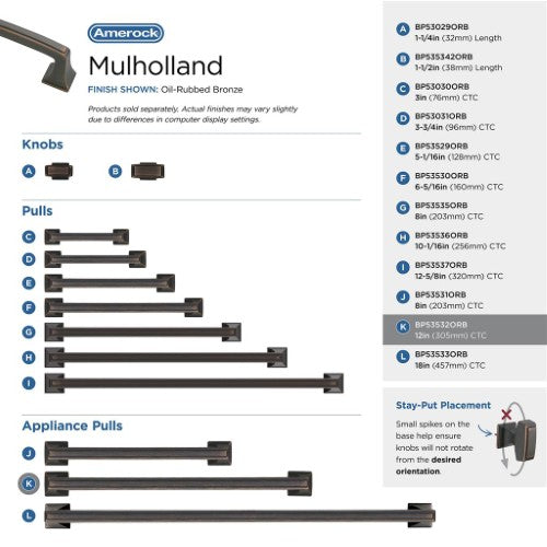Mulholland Zinc Oil Rubbed Bronze Appliance Pull 9