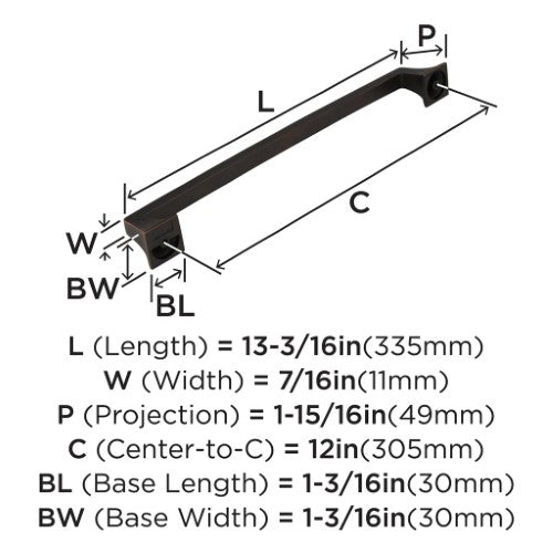 Mulholland Zinc Oil Rubbed Bronze Appliance Pull 3