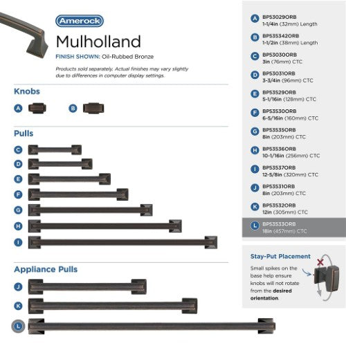 Mulholland Zinc Oil Rubbed Bronze Appliance Pull 10