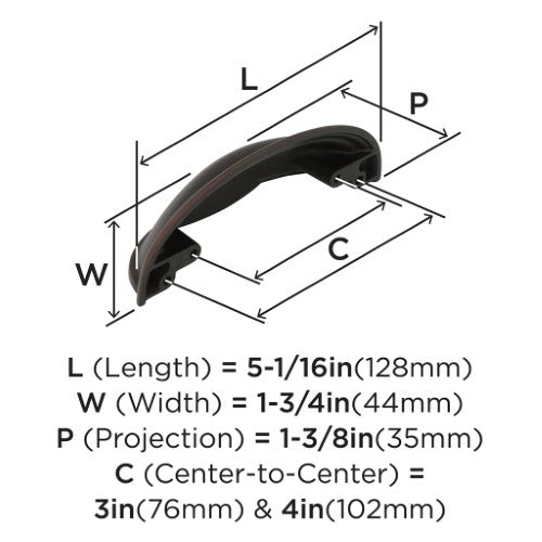 Ashby Zinc Oil Rubbed Bronze Cabinet Pull 2