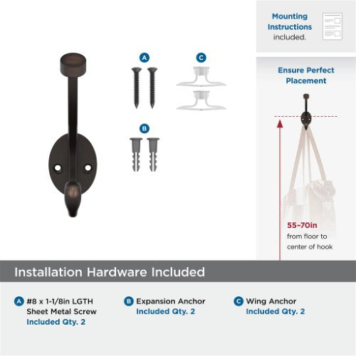 Adare Zinc Oil Rubbed Bronze Hook 3