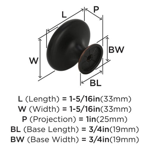 Inspirations Zinc Oil Rubbed Bronze Cabinet Knob 3