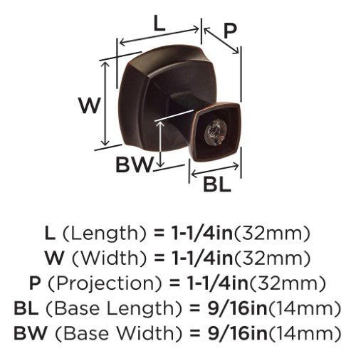 Stature Zinc Oil Rubbed Bronze Cabinet Knob 3