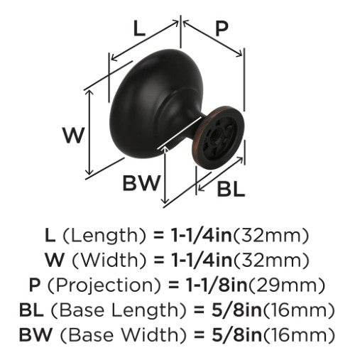 Edona Zinc Oil Rubbed Bronze Cabinet Knob 2