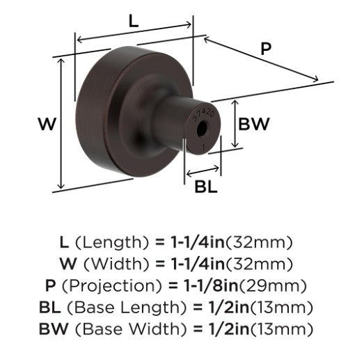 Merced Zinc Oil Rubbed Bronze Cabinet Knob 3