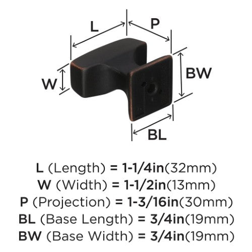 Mulholland Zinc Oil Rubbed Bronze Cabinet Knob 3