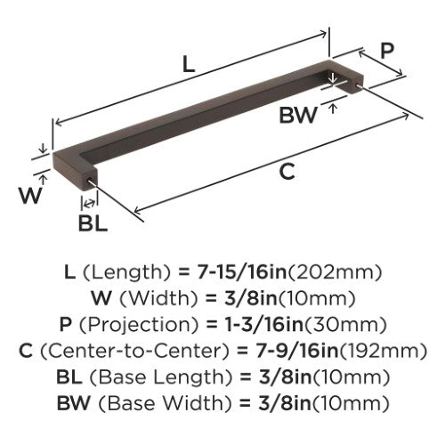 Monument Aluminum Oil Rubbed Bronze Cabinet Pull 15