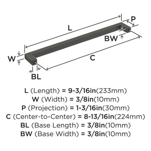 Monument Aluminum Oil Rubbed Bronze Cabinet Pull 13