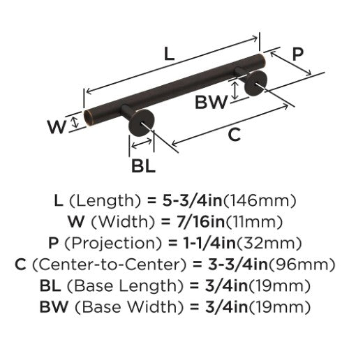 Radius Stainless Steel Oil Rubbed Bronze Cabinet Pull 10