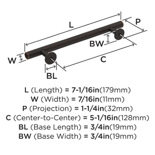 Radius Stainless Steel Oil Rubbed Bronze Cabinet Pull 11
