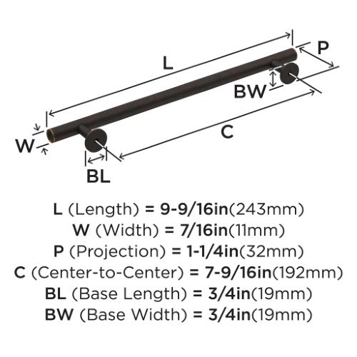 Radius Stainless Steel Oil Rubbed Bronze Cabinet Pull 13