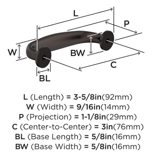 Renown Zinc Oil Rubbed Bronze Cabinet Pull 9