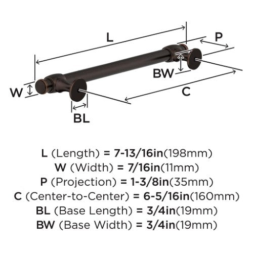 Winsome Zinc Oil Rubbed Bronze Cabinet Pull 12
