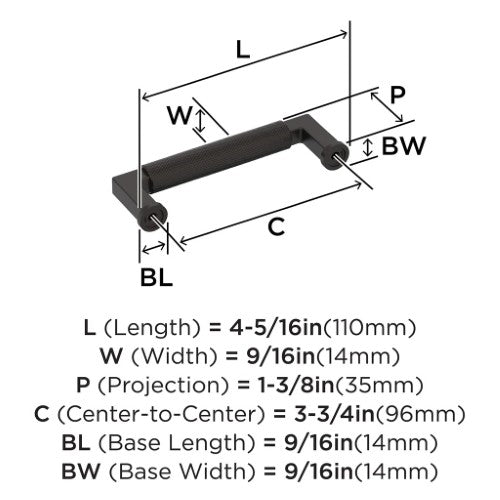 Balata Zinc Oil Rubbed Bronze Cabinet Pull 12