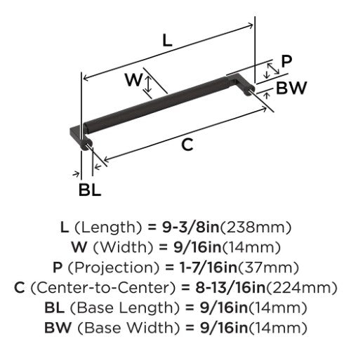 Balata Zinc Oil Rubbed Bronze Cabinet Pull 16