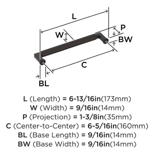 Ballard Zinc Oil Rubbed Bronze Cabinet Pull 14