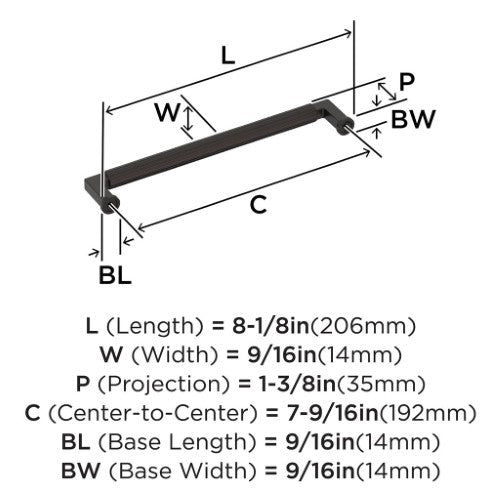 Ballard Zinc Oil Rubbed Bronze Cabinet Pull 15