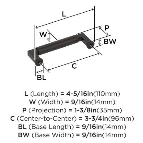 Balon Zinc Oil Rubbed Bronze Cabinet Pull 12
