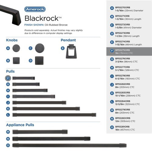 Blackrock Zinc Oil Rubbed Bronze Cabinet Pull 32