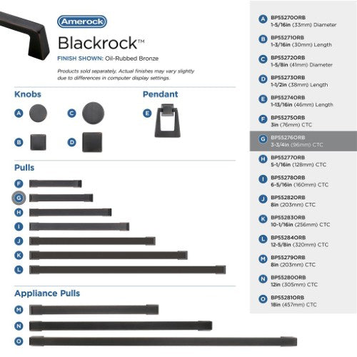 Blackrock Zinc Oil Rubbed Bronze Cabinet Pull 36