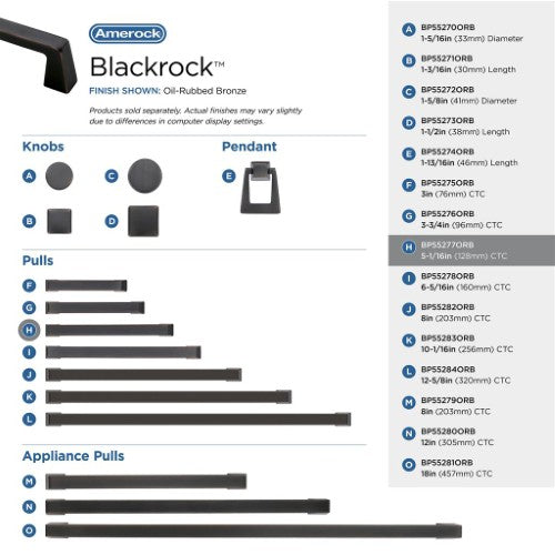 Blackrock Zinc Oil Rubbed Bronze Cabinet Pull 30