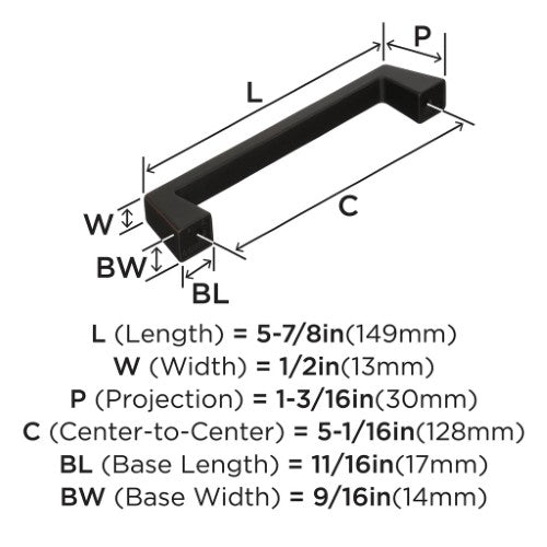 Blackrock Zinc Oil Rubbed Bronze Cabinet Pull 9