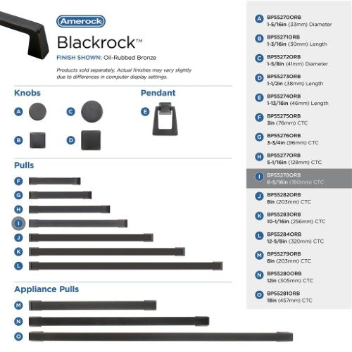 Blackrock Zinc Oil Rubbed Bronze Cabinet Pull 45